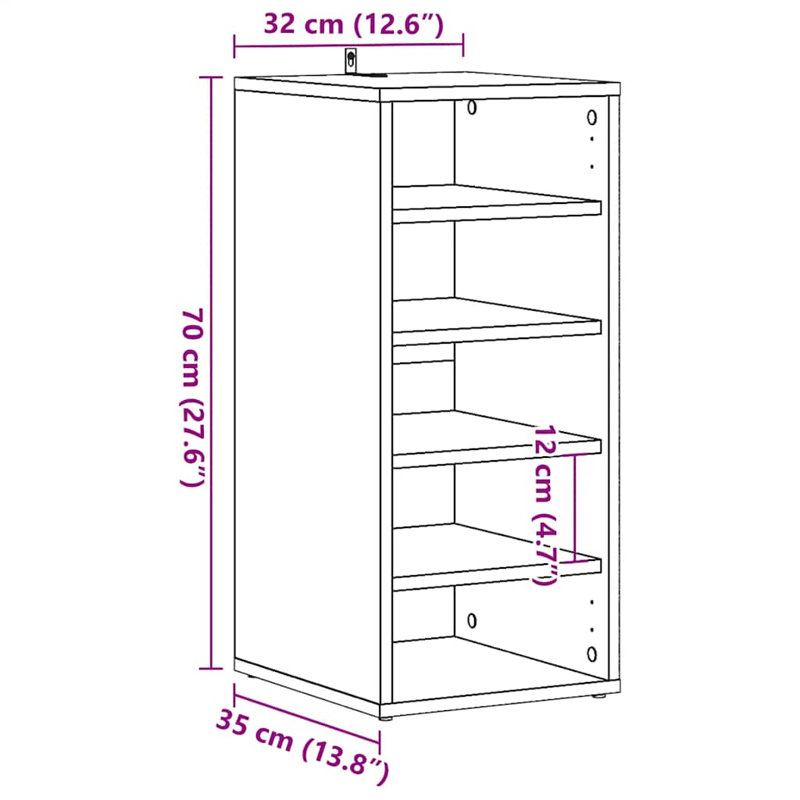 Belmeda 5 Pair Shoe Storage Cabinet, Artisan Oak