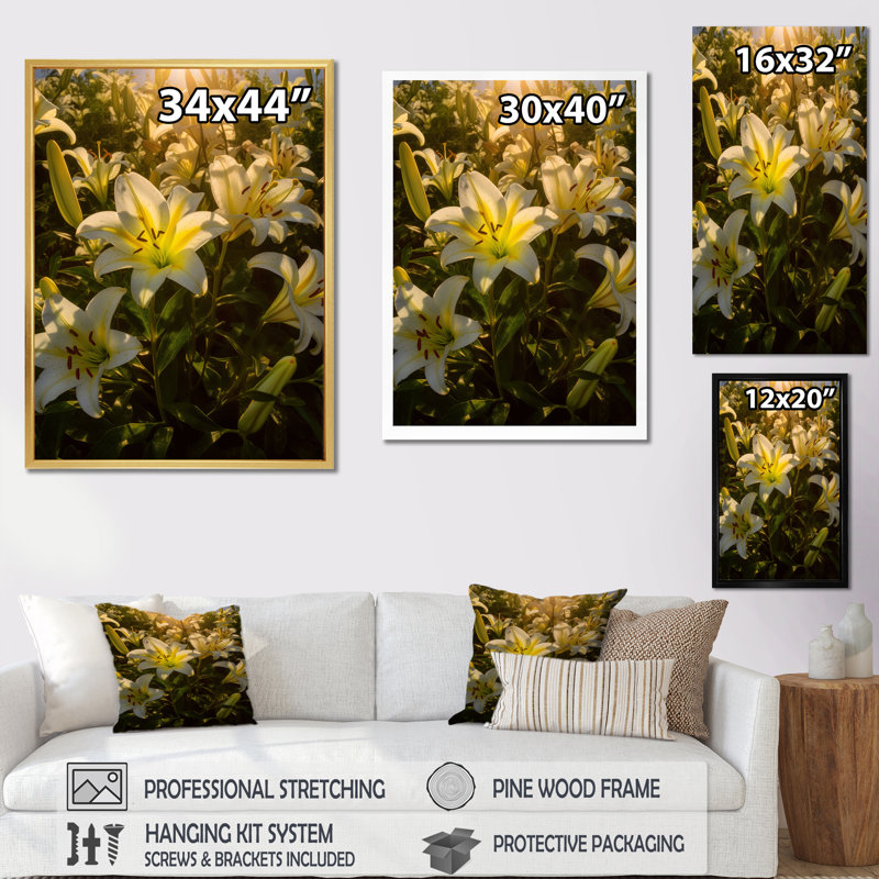 «Lilies Field Of Beauty Dreamscape IV», reproduction sur toile, Cadre flottant noir, H 40 po x l 30 po x P 1,5 po
