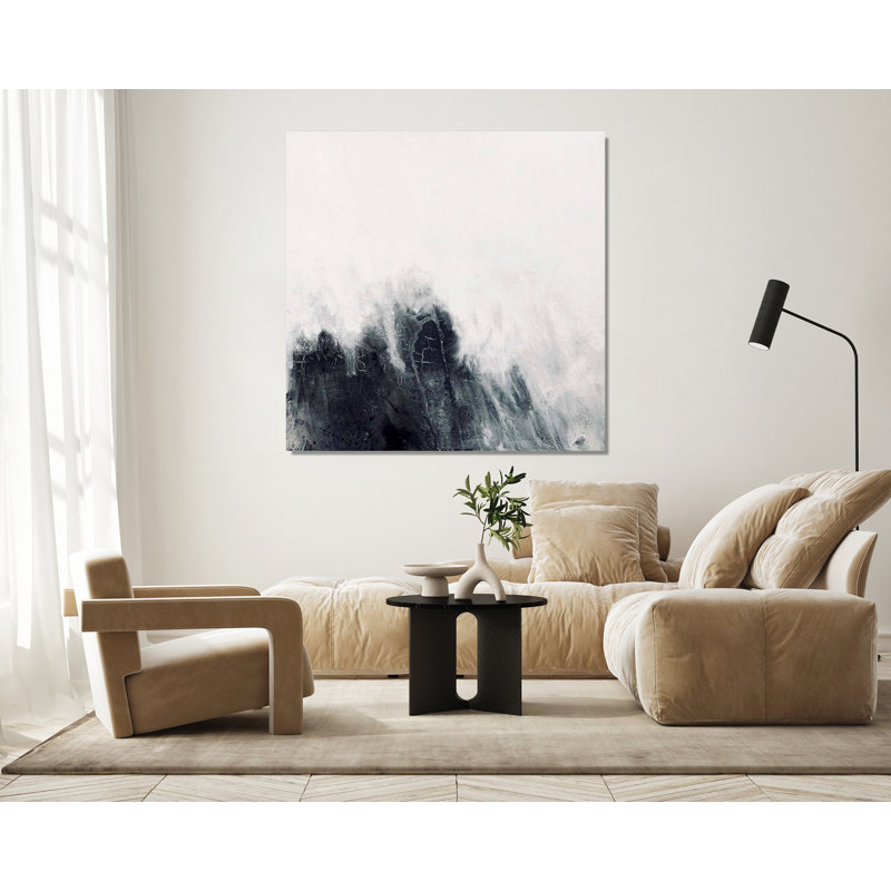 Black & Gray I - Artist Enhanced Canvas Print, Brown Framed Canvas, 41.5" H x 41.5" W x 1.75" D