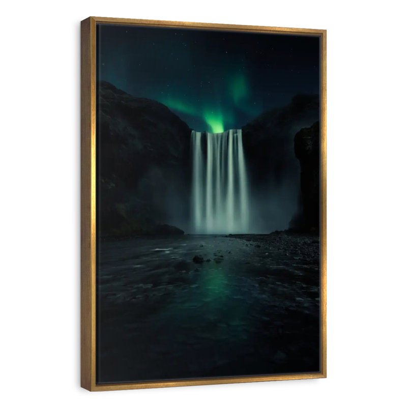 Nuit verte, Cadre flottant doré, 29 po x 43 po