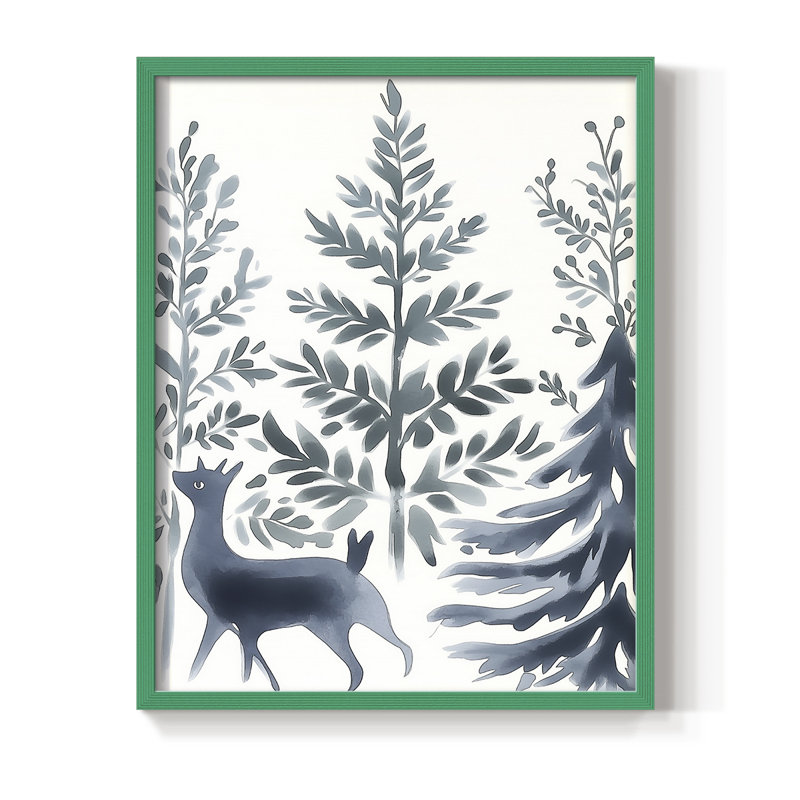 «Christmas Holiday», art encadré Cccxxiii - bois massif, H 11 po x l 9 po, Vert