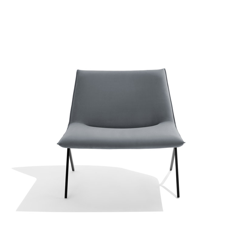 Chaise de réception Meredith, Velours gris foncé, Nickel
