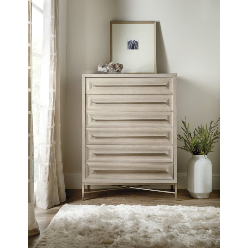 Cascade 6-Drawer Light Wood Dresser in Gray with Soft Close and Levelers