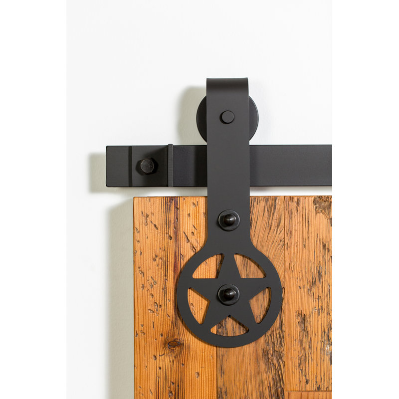 Ensemble de quincaillerie de porte de grange simple standard de qualité supérieure Ranger, 72 po, Meulé inoxydable