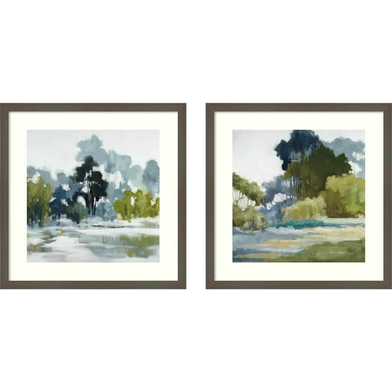«Fields Reflections - lot de 2» par Jacqueline Ellens, impressions murales encadrées, Encadré gris