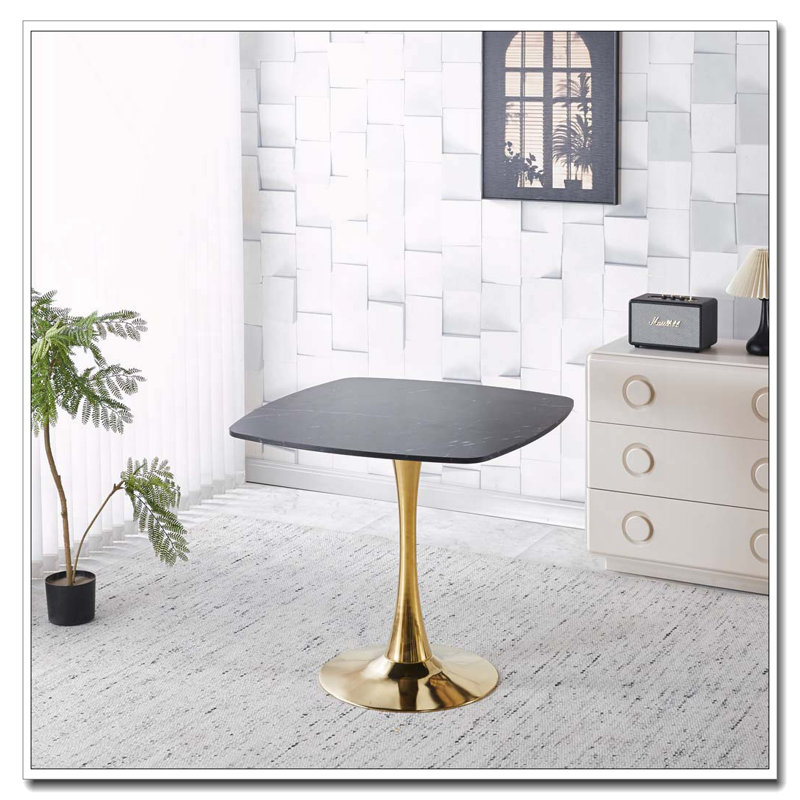 Square Dining Table 31.5 Inch, Black, 28.93"H x 31.5"L x 31.5"W