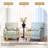 Upholstered Rococo Green Nailhead Trim Accent Chair with Throw Pillow and Solid Wood Legs (Set of 2)-656456477
