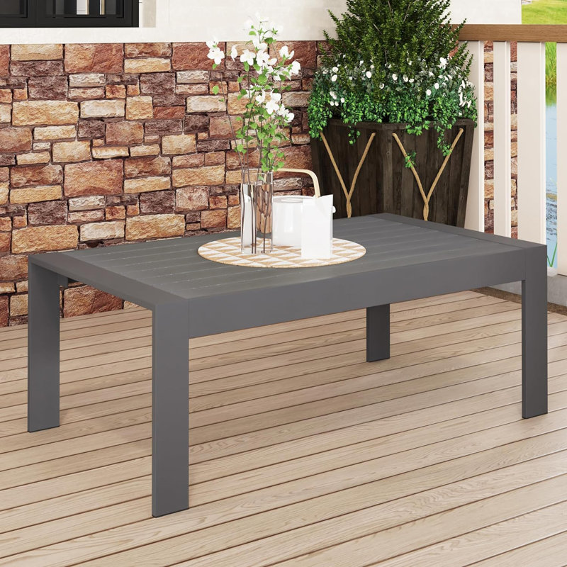 Table basse - Table légère en aluminium thermolaqué et verre - Utilisation polyvalente - Rectangulaire, Gris