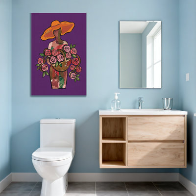 Plants &Flowers Woman With Hat And Roses In Basket