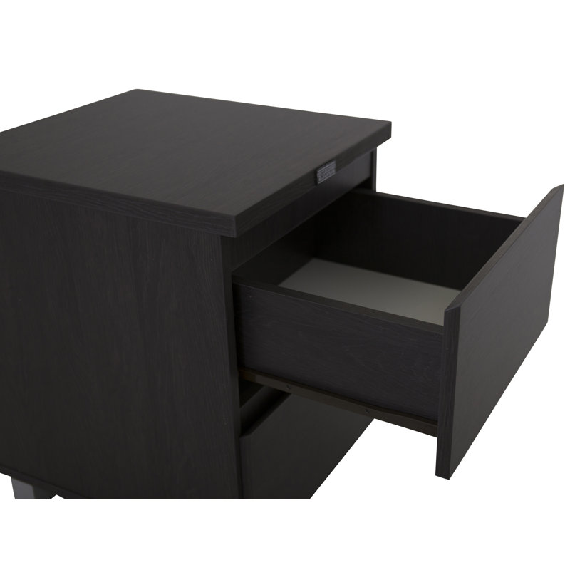 Neill 55cm W Manufactured Wood Bedside Table, Black