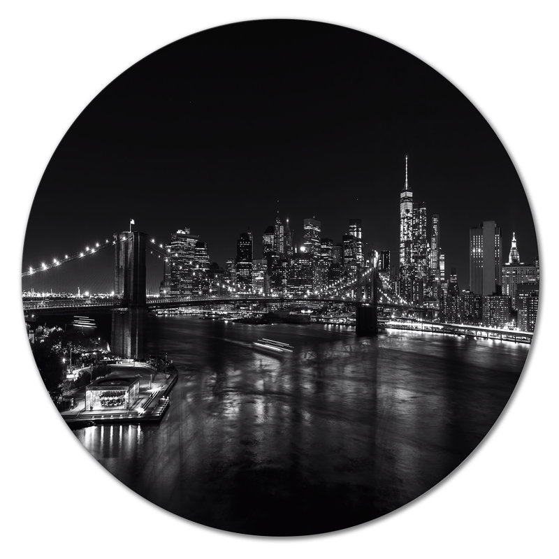 Image en noir et blanc de l'horizon de Manhattan - impression sans cadre sur métal