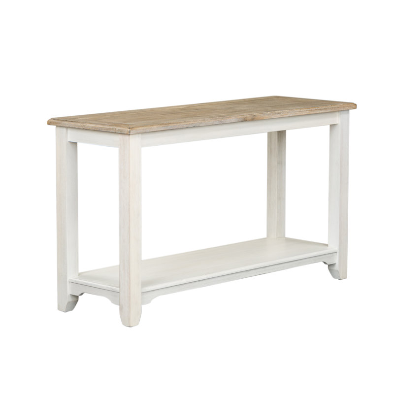 52'' Console Table, Wood Tone Top/Soft White Base