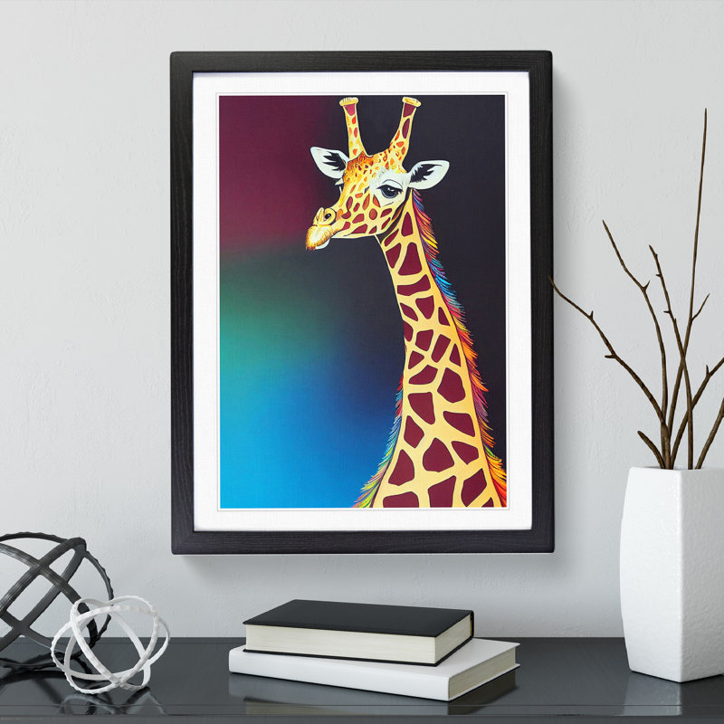 Proud Giraffe - Wall Art, Black Framed Paper, 64cm H x 46cm W x 2cm D