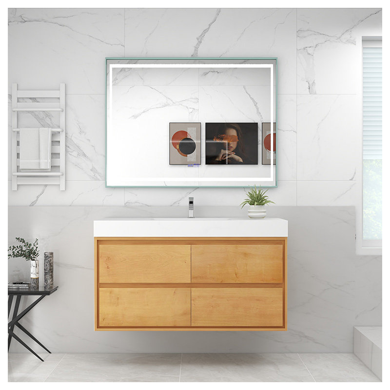 Wittig 48" Wall-Mounted Single Bathroom Vanity Set, Light Oak