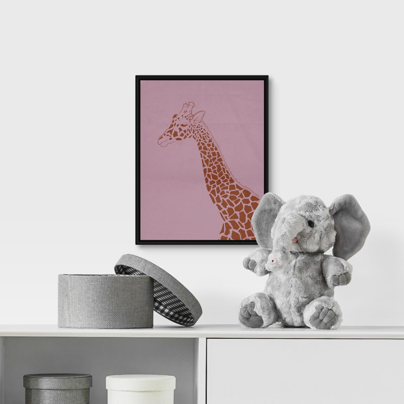 « giraffe i kids », art encadré, Cadre pour toile flottant noir, H 14 po x l 11 po x P 1,2 po
