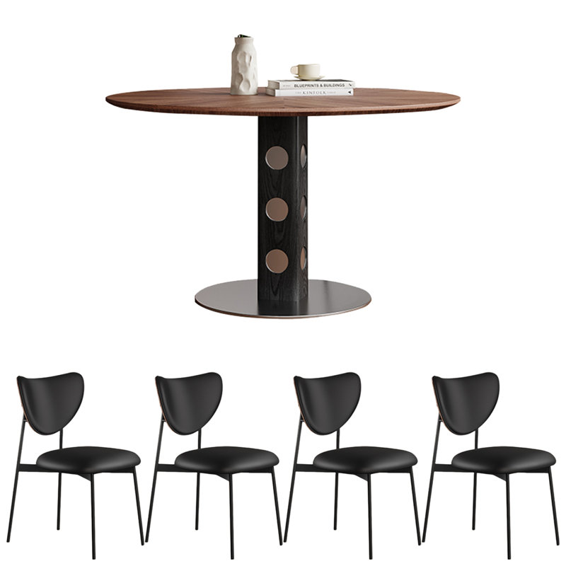 Table ronde en bois massif, H 29,53 po x L 43,31 po x l 43,31 po