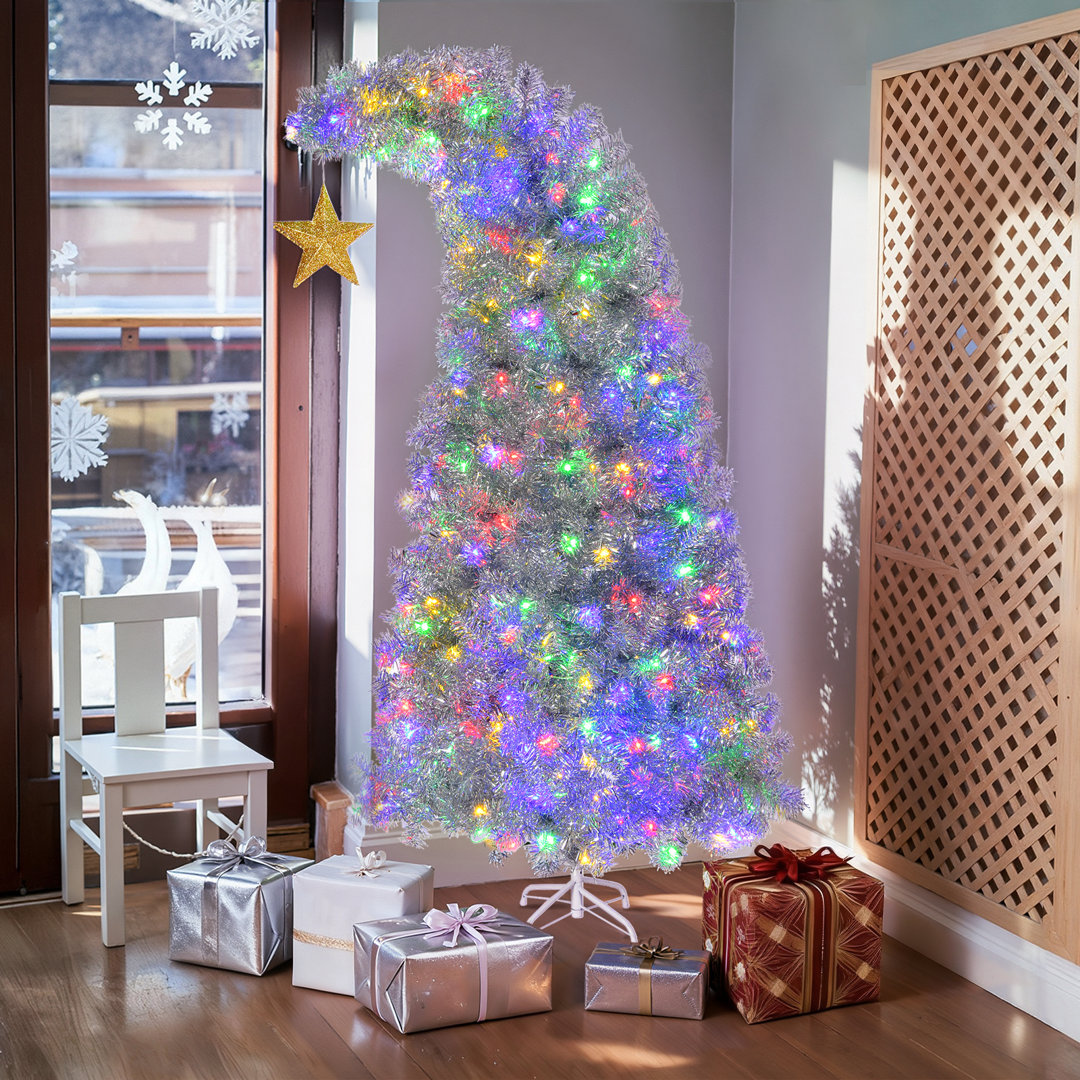 6 Ft. Pre-Lit Bent Top Artificial Christmas Tree With 300 LED Lights And Golden Star The Holiday Aisle®