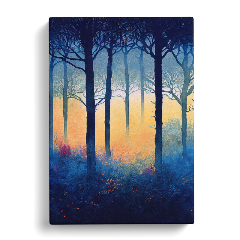 Forest Watercolour Art No.2 - Wrapped Canvas Print, 76cm H x 50cm W x 3cm D