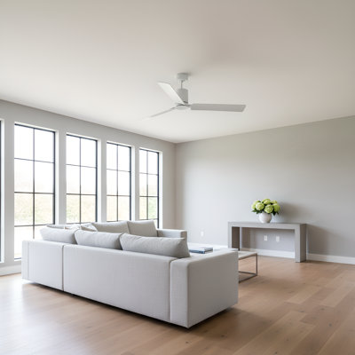 Ventilateur de plafond intérieur à 62 ampoules DEL Cleancut Smart Comfort de Visual Comfort avec tige filetée, pales en ABS blanc mat et télécommande portable