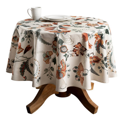 Maison d' Hermine Table Cloth Round Table 100% Cotton 63 Inches Fall Tablecloth Reusable Everyday Use for Thanksgiving Christmas Decorations Dining Farmhouse Party (Dalida)