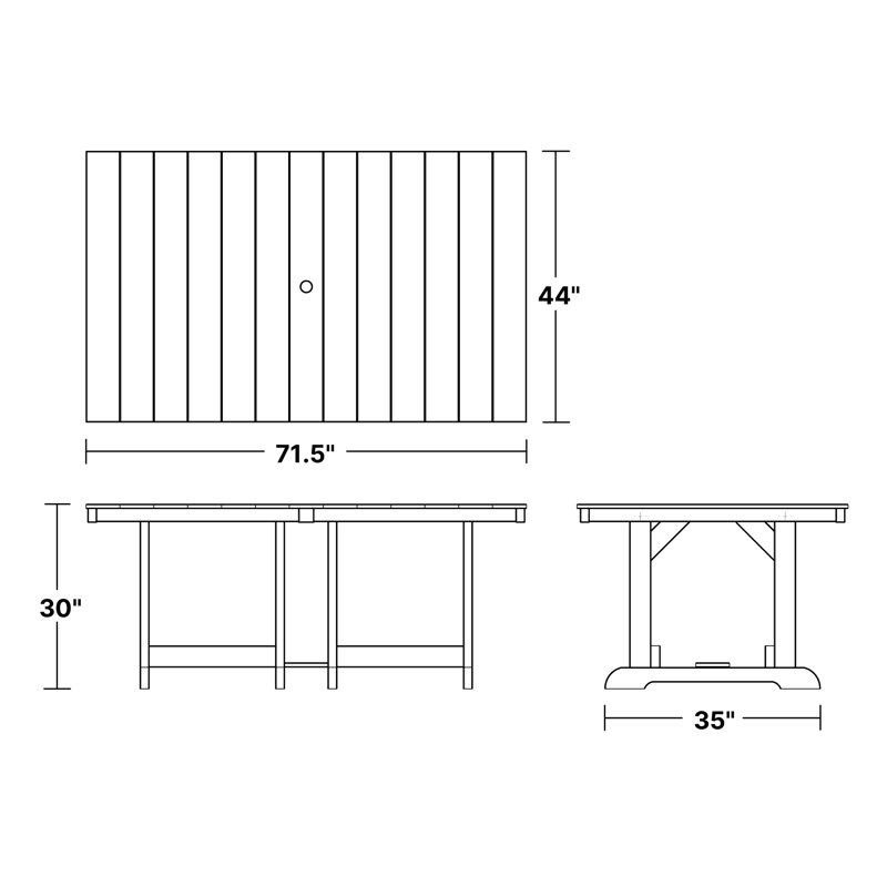 Heritage 44" x 72" Dining Table, Light Gray