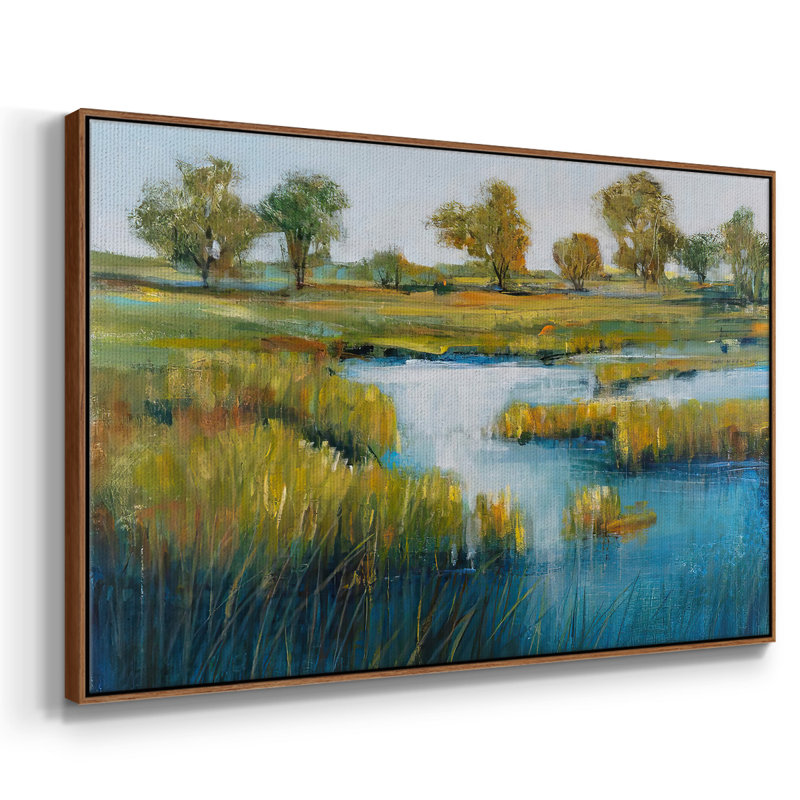Toile tendue avec cadre Marshland View IV, H 27 po x l 41 po x P 2 po, Noyer