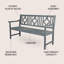 Banc d'extérieur 59 po en bois d'acacia massif avec dossier géométrique et accoudoirs Sloane-87691027