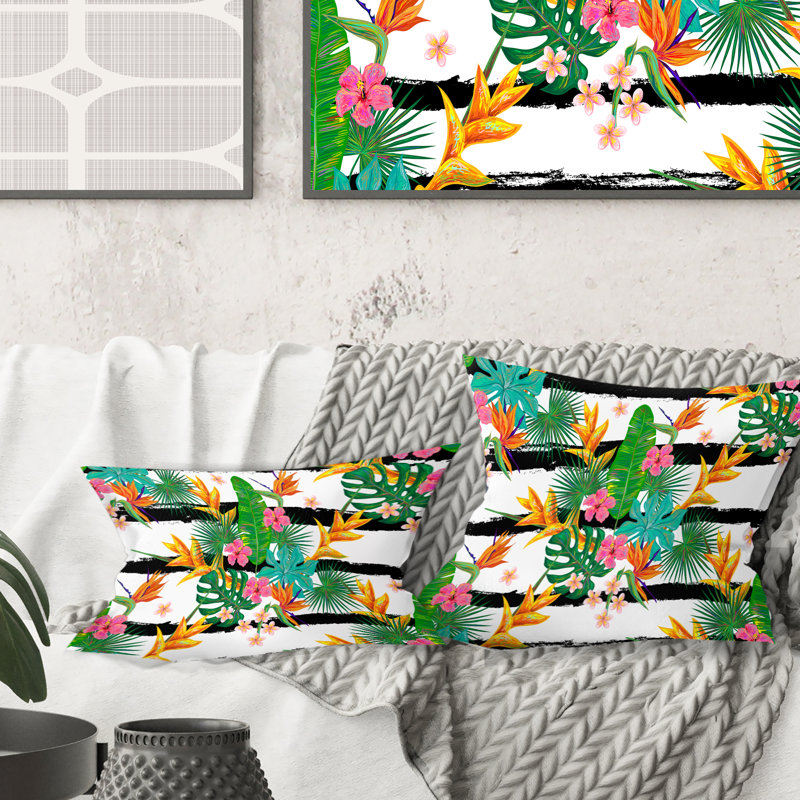 Coussin rétro imprimé tropicales II - Mid-Century