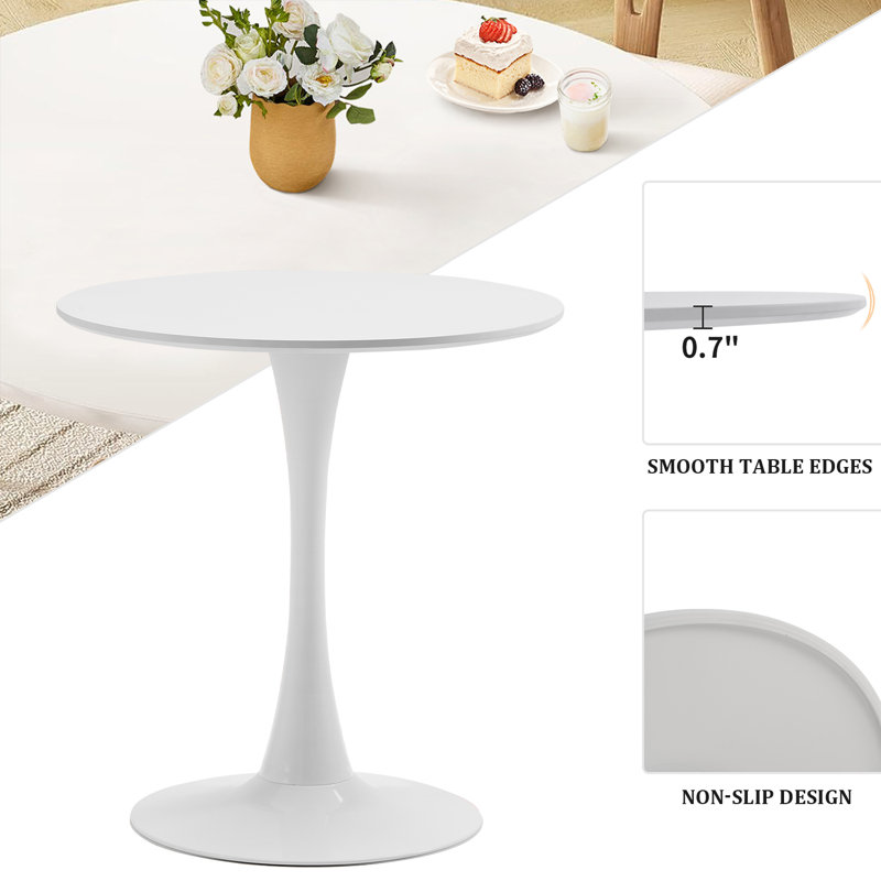 Round Dining Table, Bar Table, White, 28.7"H x 27.5"L x 27.5"W
