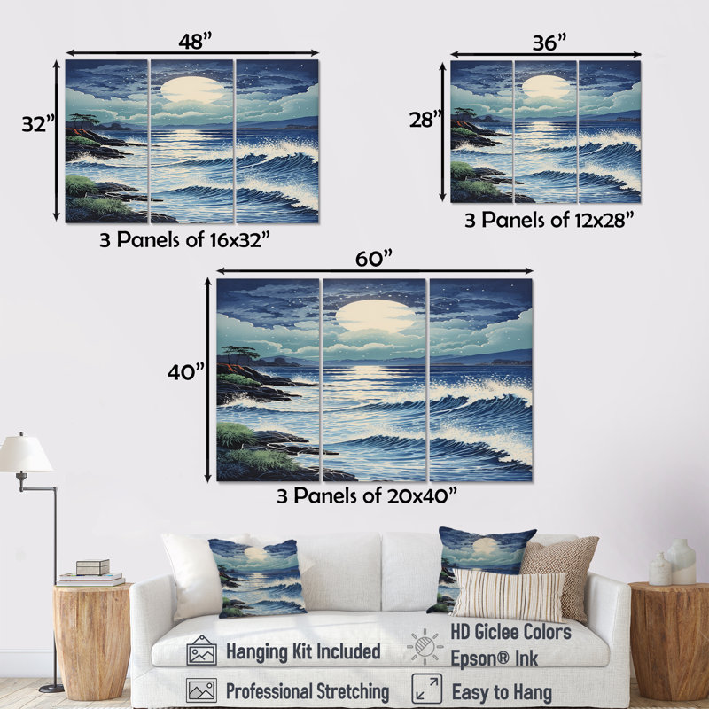 Robbinsdale - ensemble de reproductions d'art mural plage et océan, Toile tendue, H 32 po x l 48 po x P 1 po