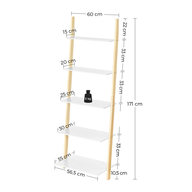 Mallie 96.8cm H x 41cm W Ladder Bookcase