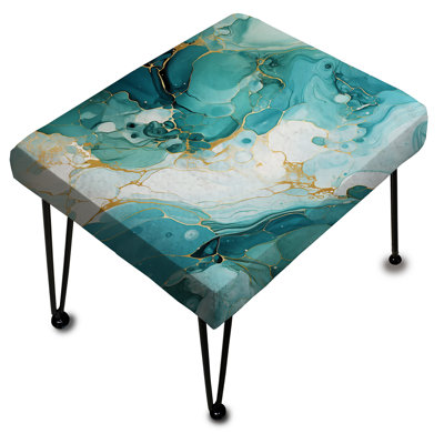 Emerald Oceanic Allure Marble Pattern - Marble Rectangle Ottoman