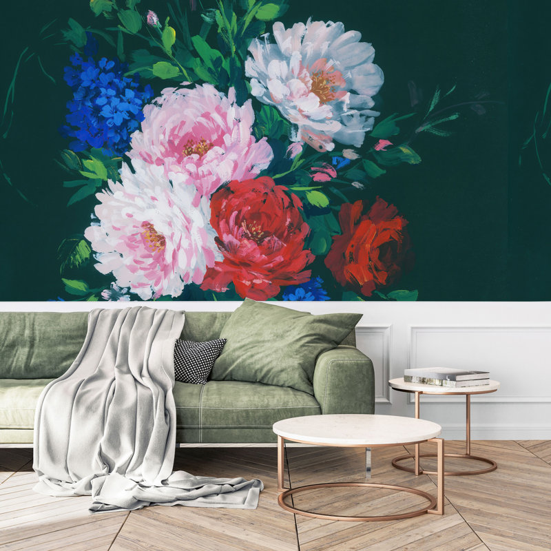Peel & Stick Floral Wall Mural, 100" W x 8.33" L