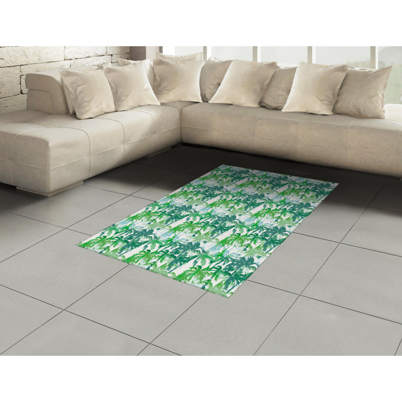 Tapis décoratif à haute densité en fibres de polyester Palm Leaf, Rectangle— 4 pi x 5 pi 8 po
