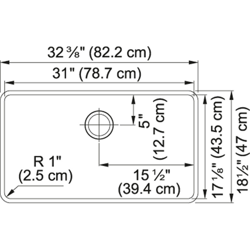 Kubus 32" L x 18" W Undermount Kitchen Sink