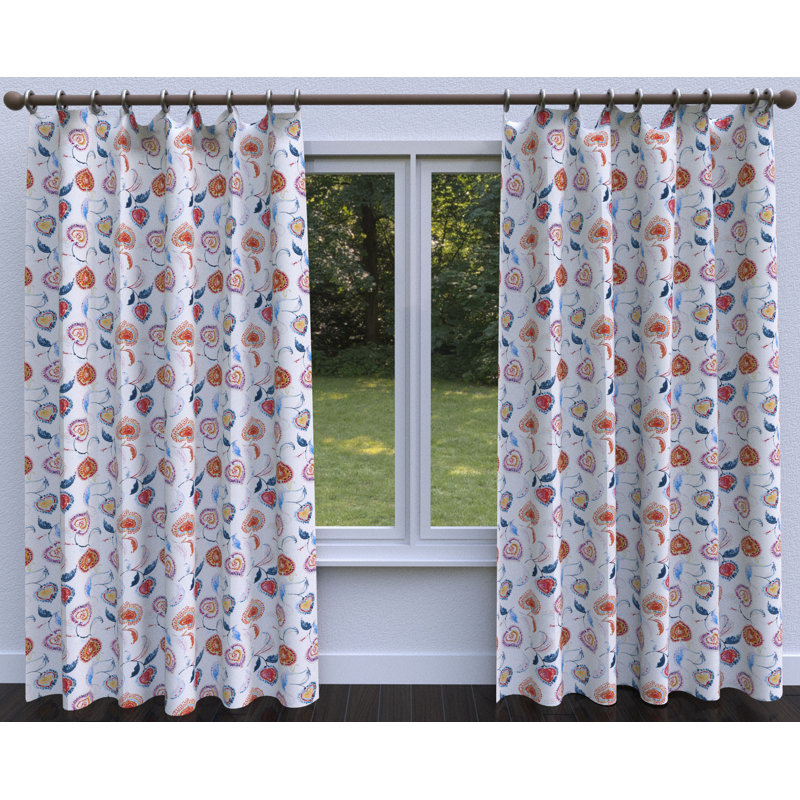 Tissu à imprimé floral, Orange / Bleu