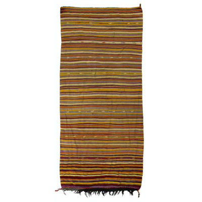 Kilim turc rétro tissé à la main 5 pi 11,2 pi (tissage à plat) avec motif rayé, tout en laine