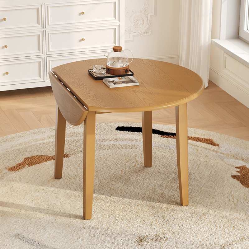 Table de salle à manger extensible ronde pour 2 à 4 personnes, Marron clair