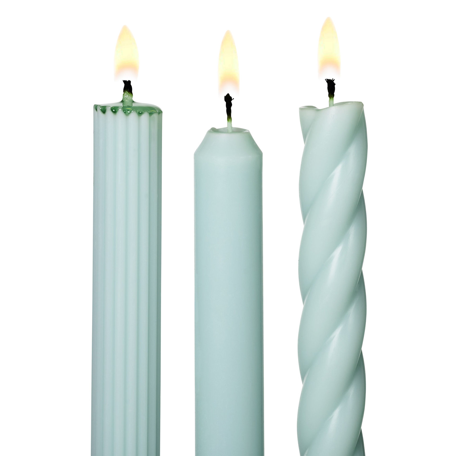 Beautifully Done Unscented Taper Candle Set, Fresh Sea Salt