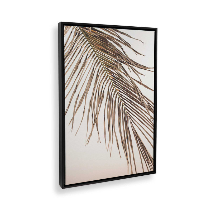«Palm Leaf Serenity», reproduction sur toile tendue, Cadre flottant noir satiné, H 18,75 po x l 12,75 po x P 1,75 po