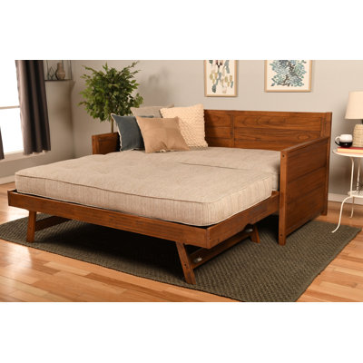 Lit de jour simple en bois et panneau de fibres à densité moyenne avec matelas Braunstein (matelas inclus)