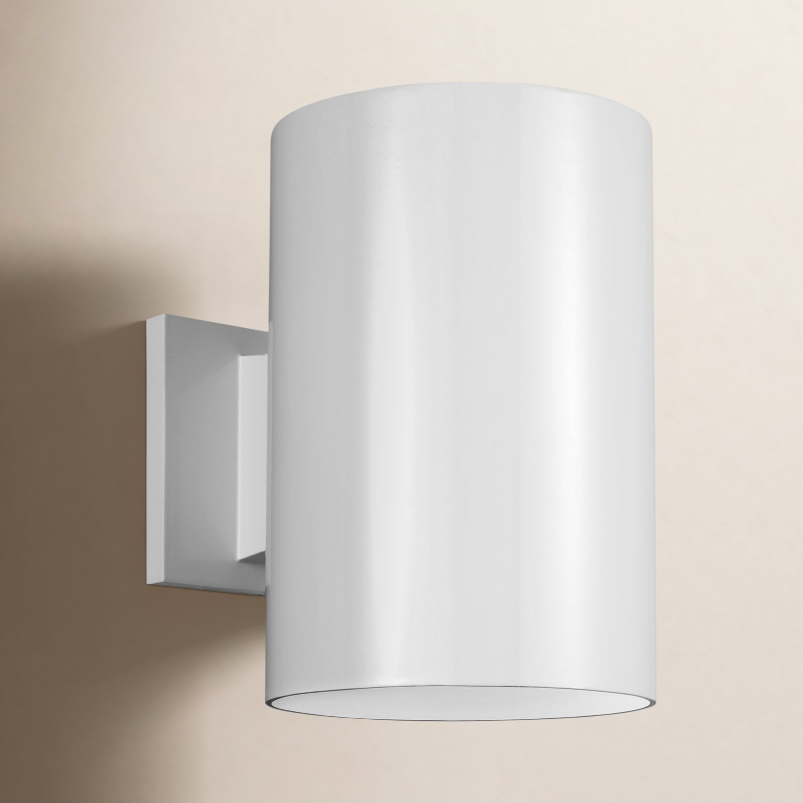 Single Light Cylinder Outdoor LED Wall Light, 7.25" H x 5.13" W x 5.13" D, White