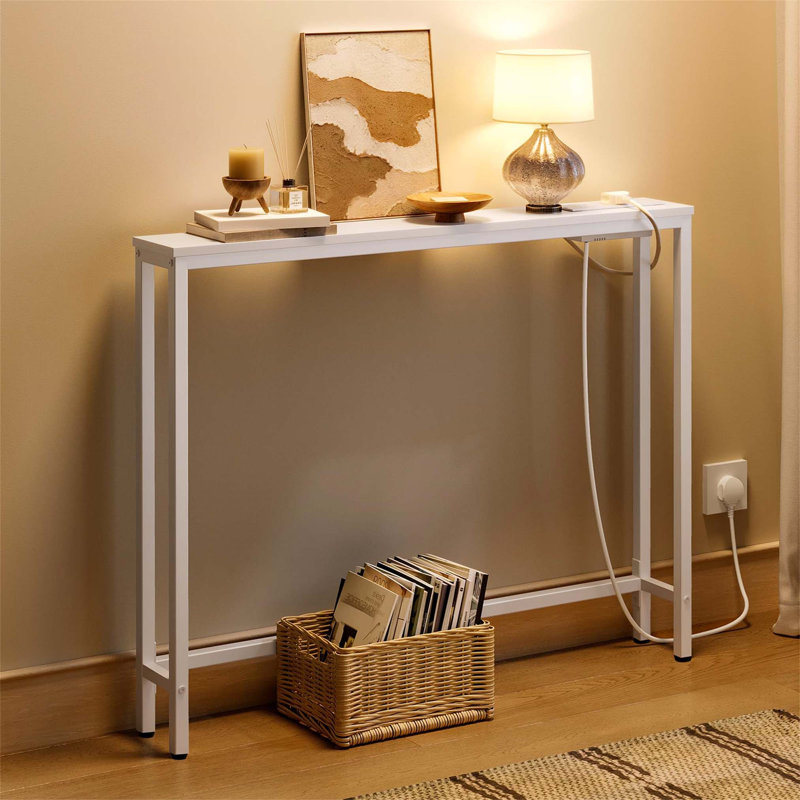 Annam 100cm Console Table, White, White