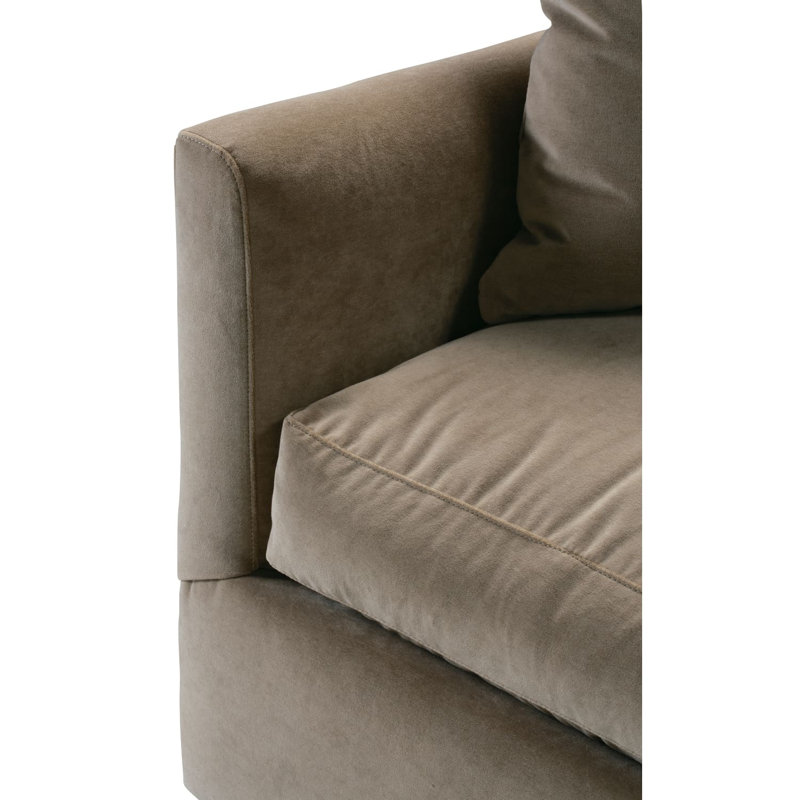 Lilah Bench Cushion Sofa, Straw Velvet (20043-28)