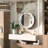 Gervon Lighted Surface Framed Round Medicine Cabinet Mirror Adjustable Shelf & AC Outlets-110136136-98501388