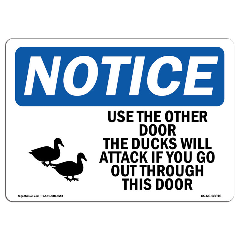 Osha - avis d'utilisation de l'autre porte «The Ducks» avec symbole