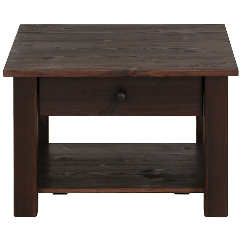 Alaine Solid Wood Four Leg Coffee Table with Storage, Brown