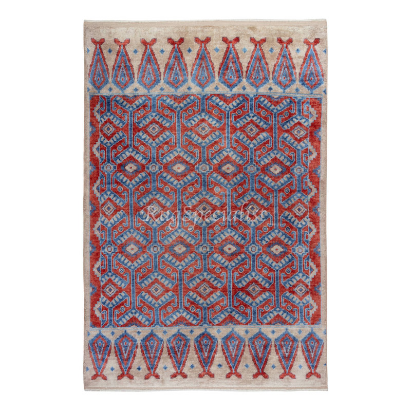Tapis moderne noué à la main en laine biologique filée à la main, options personnalisées disponibles