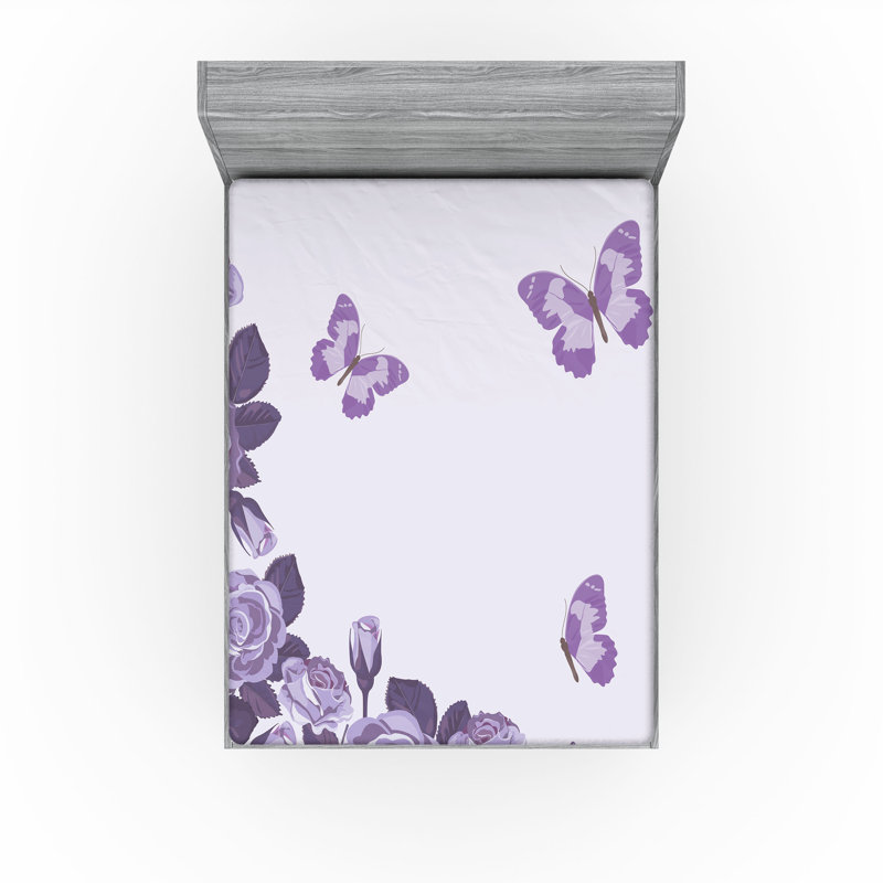 Ensemble de 2 draps-housses Ambesonne, Lilas, violet / floral, Drap-housse de taille double