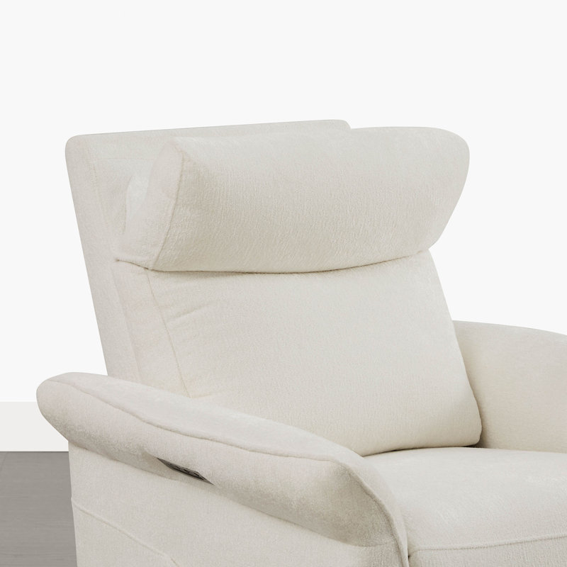 Fauteuil inclinable électrique pivotant à trois moteurs avec appui-tête et soutien lombaire électrique, Polyester crème